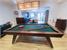 Signature Sexton Pool Dining Table - Walnut Finish - Ranger Green Cloth