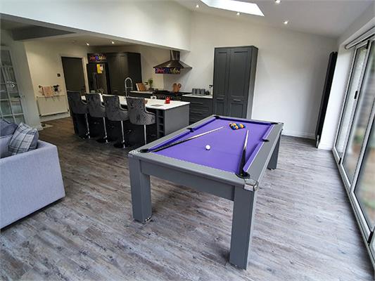 Signature Warwick Pool Dining Table - 6ft, 7ft: Onyx Grey Finish