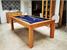 Signature Anderson Pool Dining Table - Oak Finish - French Navy Blue Cloth