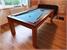 Signature Anderson Pool Dining Table - Oak and Walnut Finish - Powder Blue Cloth Without Dining Tops
