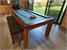 Signature Anderson Pool Dining Table - Oak and Walnut Finish - Powder Blue Cloth Without Dining Tops