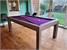 Signature Anderson Pool Dining Table - Silver Mist Finish - Purple Cloth