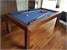 Signature Anderson Pool Dining Table - Walnut Finish - Navy Blue Cloth