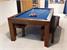 Signature Anderson Pool Dining Table - Walnut Finish - Slate Blue Cloth