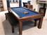 Signature Anderson Pool Dining Table - Walnut Finish - Slate Blue Cloth