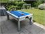 DPT Fusion Outdoor Pool Dining Table in White with Blue Cloth - Installation