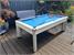 DPT Fusion Outdoor Pool Dining Table in White with Blue Cloth - Installation