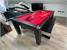 Signature Imperial Pool Dining Table - Black Finish - Red Cloth