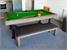 Signature McQueen Pool Dining Table - Silver Mist Finish - Olive Green Cloth