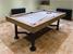 Signature McQueen Pool Dining Table - Silver Mist Finish - Silver Cloth