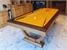 Signature Huntsman Pool Dining Table - Oak and Walnut Finish - Gold Cloth