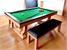 Signature Huntsman Pool Dining Table - Oak and Walnut Finish - Olive Green Cloth