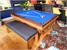 Signature Huntsman Pool Dining Table - Oak and Walnut Finish - Royal Blue Cloth