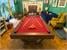 Signature Huntsman Pool Dining Table - Walnut Finish - Cherry Red Cloth