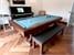 Signature Huntsman Pool Dining Table - Walnut Finish - Powder Blue Cloth