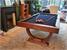 Signature Huntsman Pool Dining Table - Walnut Finish - Royal Navy Blue Cloth