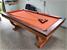 Signature Huntsman Pool Dining Table - Oak and Walnut Finish - Paprika Cloth