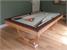 Signature Huntsman Pool Dining Table - Oak and Walnut Finish - Sage Green Cloth