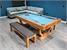 Signature Huntsman Pool Dining Table - Solid Oak Finish - Powder Blue Cloth