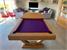 Signature Huntsman Pool Dining Table - Solid Oak Finish - Purple Cloth with One Half of Dining Top In Place