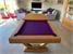 Signature Huntsman Pool Dining Table - Solid Oak Finish - Purple Cloth with One Half of Dining Top In Place