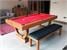Signature Huntsman Pool Dining Table - Solid Oak Finish - Red Cloth