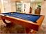 Signature Huntsman Pool Dining Table - Solid Oak Finish - Slate Blue Cloth