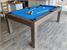Signature Richman Pool Dining Table - Silver Mist Finish - Electric Blue Cloth