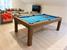 Signature Richman Pool Dining Table - Silver Mist Finish - Electric Blue Cloth