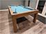 Signature Richman Pool Dining Table - Silver Mist Finish - Powder Blue Cloth