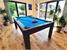 Signature Richman Pool Dining Table - Silver Mist Finish - Tournament Blue Cloth without Dining Tops