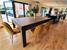 Signature Richman Pool Dining Table - Silver Mist Finish - Tournament Blue Cloth without Dining Tops and Contemporary Dining Chairs
