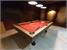 Signature Marshall Pool Dining Table - Silver Mist Finish - Burgundy Cloth