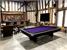 Signature Lincoln American Pool Table in Black Formica with Purple Cloth - Installation