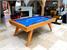 Signature Sexton English Pool Dining Table In Solid Oak with Blue Cloth - Installation