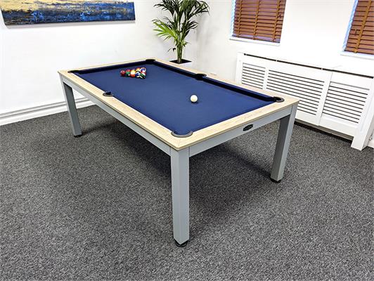 Signature Strickland American Pool Dining Table: Light Grey & Oak - 7ft