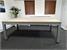 Signature Strickland American Pool Dining Table In Grey And Light Oak - Dining Tops On (Side View)
