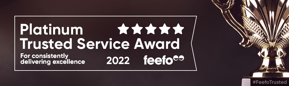 We're Winners of Feefo Platinum Award 2022 - Animated Panel