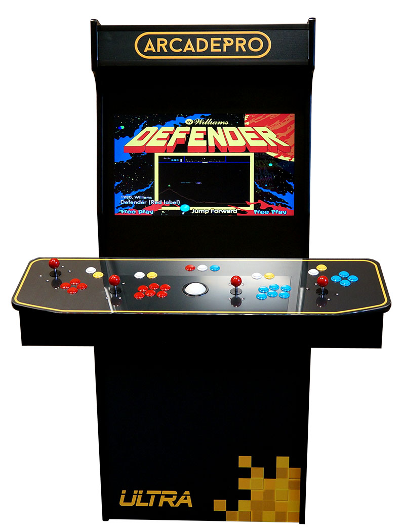 ArcadePro Ultra 4 Player Upright Arcade Machine In Ultra Black - Front (White Cutout)