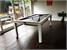 Signature Strickland American Pool Dining Table In White with Grey Cloth - Installation