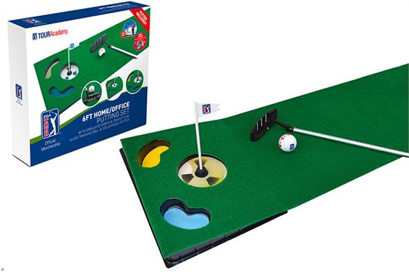 PGA Tour Golf 6ft Putting Mat with Collapsible Putter