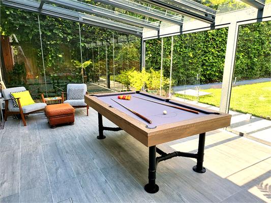 Signature McQueen Silver Mist Oak Pool Dining Table: 7ft