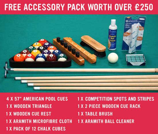 American Pool Table Free Accessory Pack - Worth £250