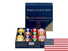 2 1/4" Aramith Super Pro Cup TV Spots and Stripes American Pool Balls