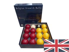 2" Aramith Super Pro Cup Reds and Yellows English Pool Balls