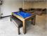 Signature Chester Pool Dining Table - Silver Mist Finish - Blue Cloth