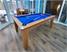 Classic Pool Dining Table - Oak Finish - Blue Cloth