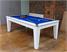 Classic Pool Dining Table - White Finish - Blue Cloth - 3