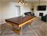 Signature Huntsman Pool Dining Table - Oak & Walnut Finish - Taupe Cloth - Installation - Dining Top