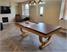 Signature Huntsman Pool Dining Table - Oak & Walnut Finish - Taupe Cloth - Installation - Half Top